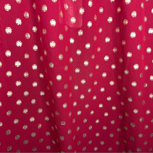 NEW 1X NY Collection Red Gold Polka Dot Blouse Peasant Roll Tab Sleeve Plus - Picture 11 of 15
